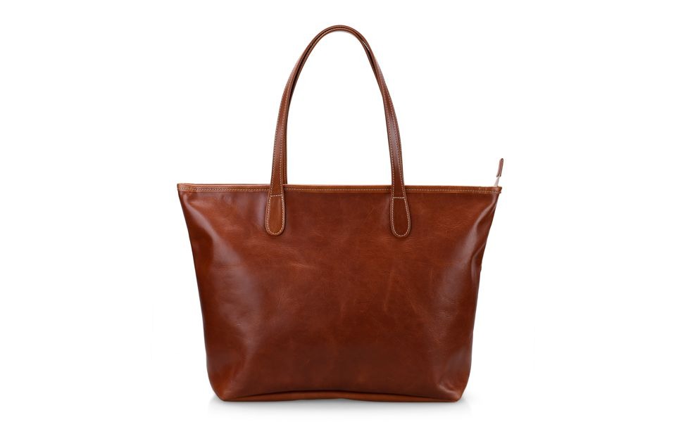 Savannah Zippered Tote in Florentine Leather
