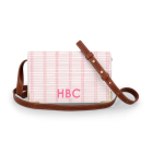 Front view of the monogrammed crossbody purse with printed initials