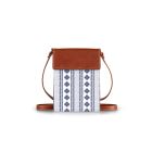 Front view of the personalized phone crossbody with a seville stripe design