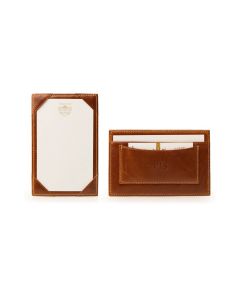 Corporate Pocket Jotter - British Tan Florentine Leather front and page view