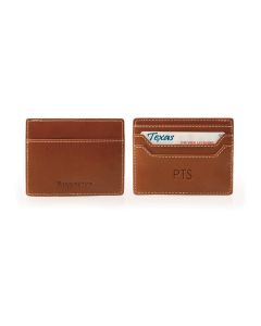 Covington Slim Card Case - British Tan Florentine Leather full frontal