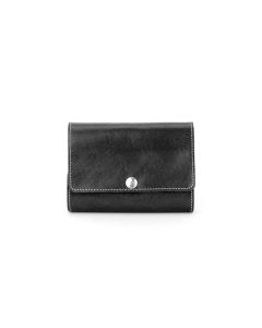 Double Playing Card Case - Black Florentine Leather
