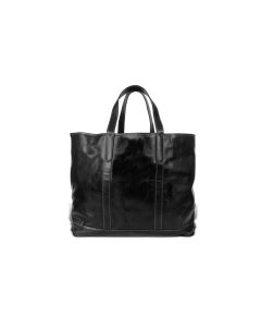 St. Charles Yacht Tote - Black Florentine Leather full frontal