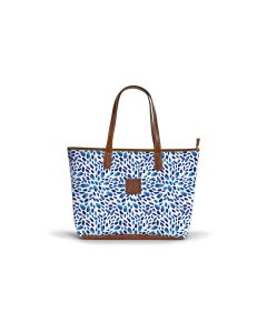 Savannah Zippered Tote - Leather Patch