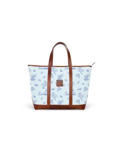 Front view of the St. Charles Zippered Yacht Tote - Leather Patch