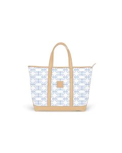 St. Charles Zippered Yacht Tote - Fenwick Fields Leather Patch