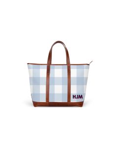 Front view of the Extra Large Tote Bag showing a stripe and initials