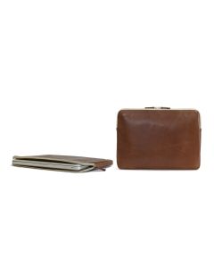 Buchanan 13'' Laptop Case - British Tan Florentine Leather front and top view