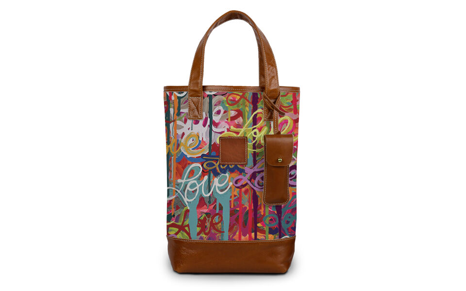 Westport Personalized Wine Tote with leather patch