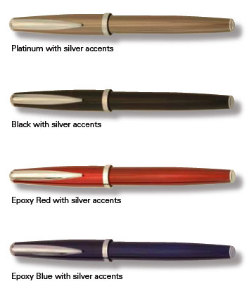 Elegant Barrington custom pen set with platinum and silver accents