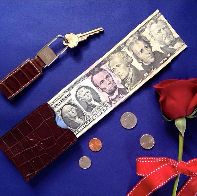 Elegant leather money clip and wallet