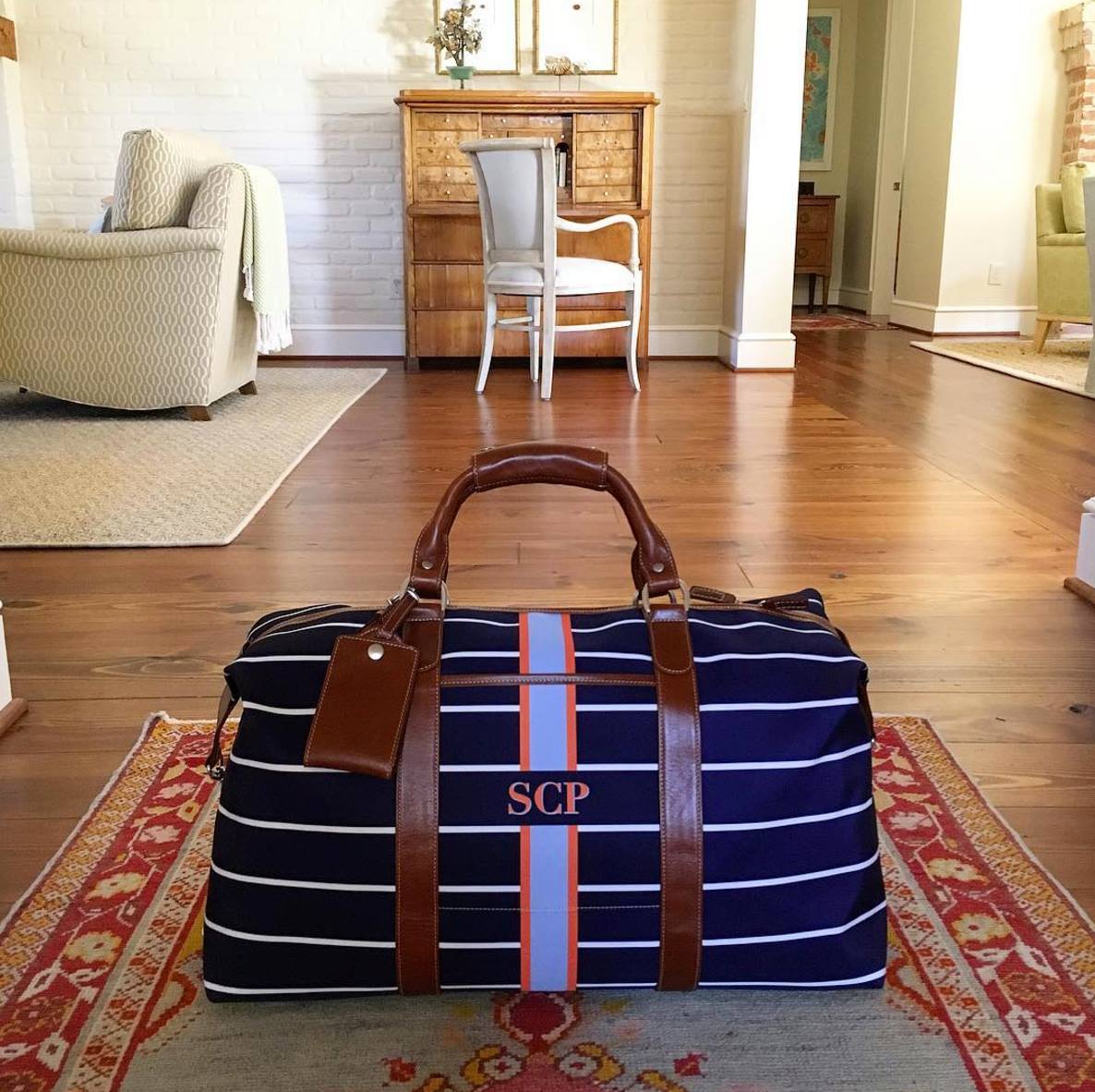 Luxury personalized weekender bag for her, styled for luxury weekender elegance