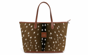 St. Anne Zippered Tote Axis Print - Leather Patch
